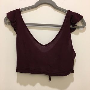 Kendall & Kylie Crop Top Maroon going out shirt